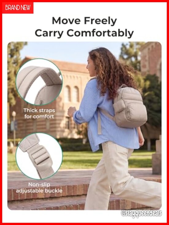 2-in-1 Quilted Mini Backpack with Detachable Pouch, Lightweight Water-Resistant main image 6